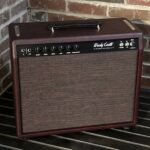 Wine Buggy Whip Tolex, Black-Red Weave Grill