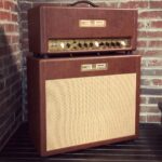 Wine Buggy Whip Tolex, Small Weave Grill, Gold Panel